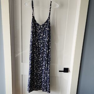 Old Navy Navy Blue Floral Maxi Slip Dress